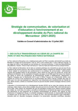 Stratégie de communication, de valorisation et d’éducation à l’environnement et au développement durable du Parc national du Mercantour (2021-2025)
