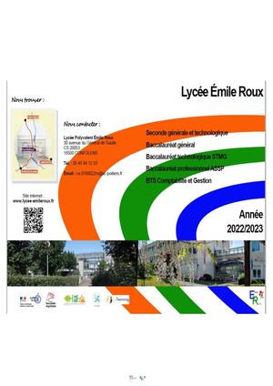 Plaquette présentation Lycée Emile Roux