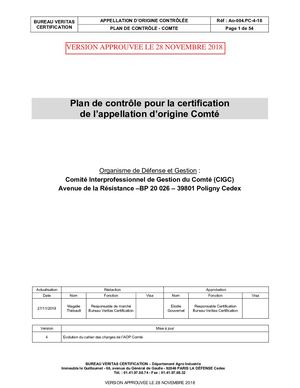 Plan De Controle De l'Aop Comte Et Annexe 5 Cigc