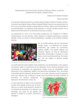 Caracterización De Los Movimientos Sociales Y Políticos En México, A Partir Del Planteamiento De Aguilar Y Zepeda 2019
