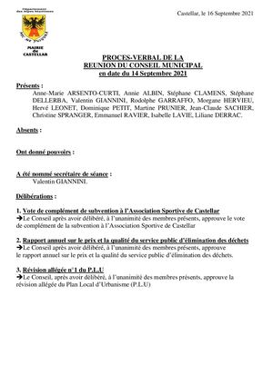 Compte Rendu De Séance Du 14092021