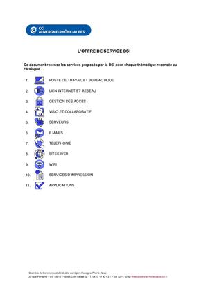 CATALOGUE DE SERVICE DSI - JANVIER 2022