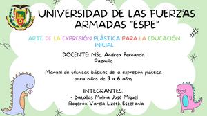 Manual De Técnicas Básicas De La Expresión Plástica Para Niños De 3 A 6 Años