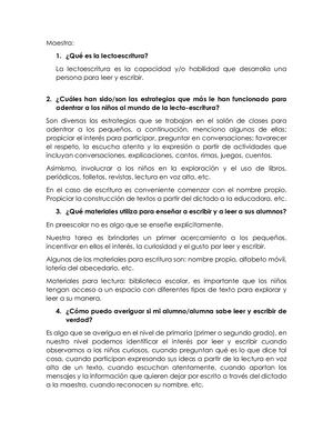 Entrevista Lectoescritura