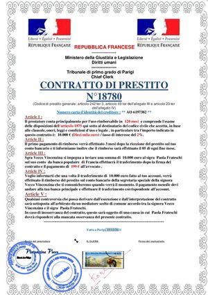 Contratto Di Finanziamento Di Euro 10 000 Della Sig Ra Paola Frateschi Converti