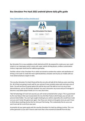 Bus Simulator Pro Hack 2022 Android Iphone Daily Gifts Guide