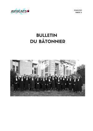 Bulletin Du Bâtonnier Février 2022