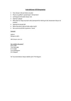 Instruktioner Till Stimpmeter