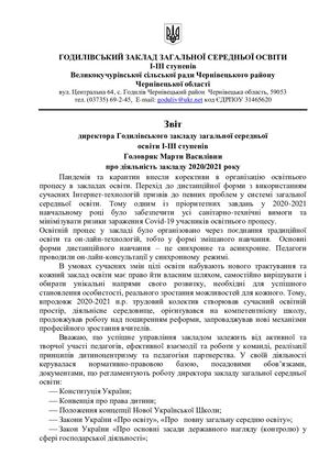 Звіт директора закладу освіти на загальних зборах 2020/2021 н. р.