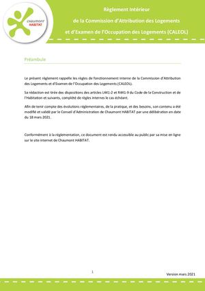 Règlement Intérieur CALEOL