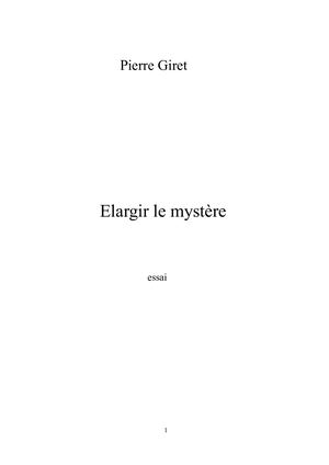 Elargir le mystère