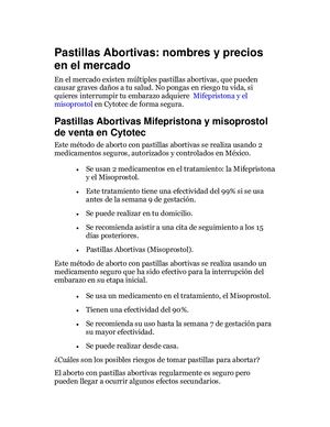 Pastillas Abortivas Nombres Y Precios En El Mercado