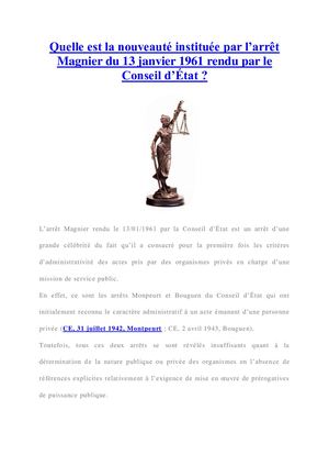 De quoi s'agit l’arrêt Magnier du 13 janvier 1961 ?
