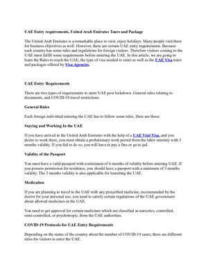 Uae Entry Requirements, United Arab Emirates Tours And Package