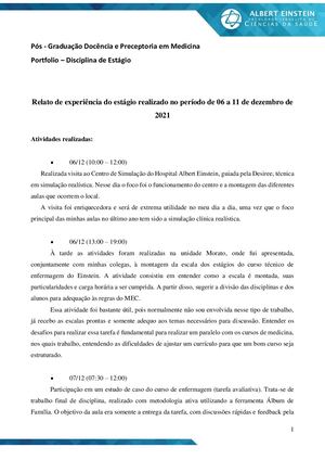 Portfolio Estágio Pós Graduação em Docência e Preceptoria em Medicina
