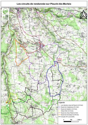 Carte des sentiers de Plourin-lès-Morlaix
