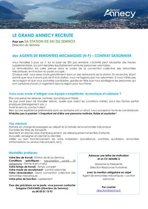 Agent De Remontées Mécaniques Contrat Saisonnier