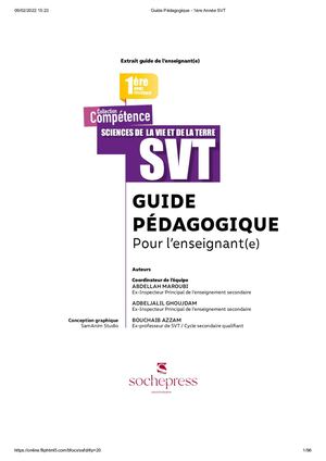 Guide Pédagogique 1ère Année Svt