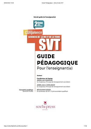Guide Pédagogique 2ème Année Svt