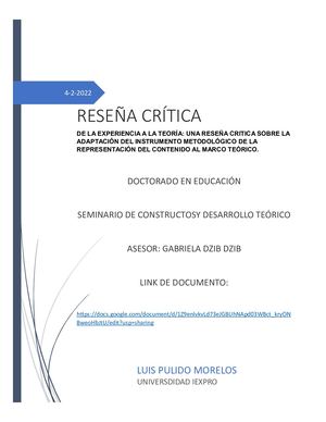 DE LA EXPERIENCIA A LA TEORÍA: UNA RESEÑA CRITICA SOBRE LA ADAPTACIÓN DEL INSTRUMENTO METODOLÓGICO DE LA REPRESENTACIÓN DEL CONTENIDO AL MARCO TEÓRICO.