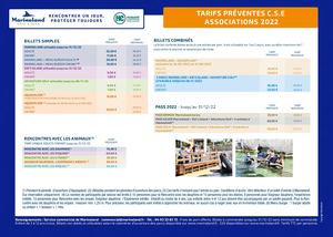 Fiche Tarifs Préventes CSE/Associations