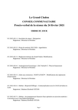 Procès Verbal De La Séance Du 24 Février 2021