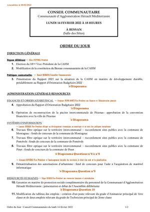 Ordre Du Jour Cc 14fév2022
