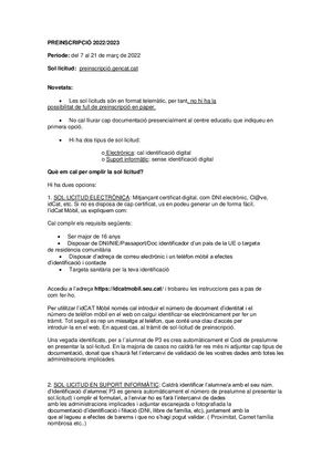 Instruccions Per La Preinscripció Curss 2022 2023