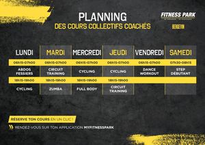 Planning De Cours Fitness Park