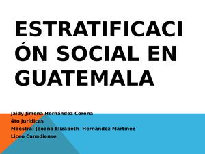 Estratificación Social En Guatemala