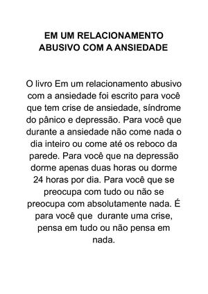 EM UM RELACIONAMENTO ABUSIVO COM A ANSIEDADE