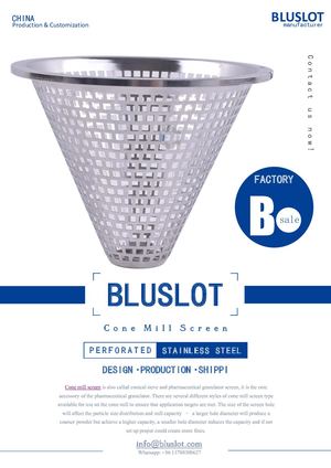 Cone Mill Screen Sieve For Pharmaceutical Granulation Line - Bluslot Filter
