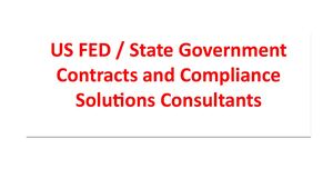 US Fed State Government Contracts And Compliance Solutions Consultants