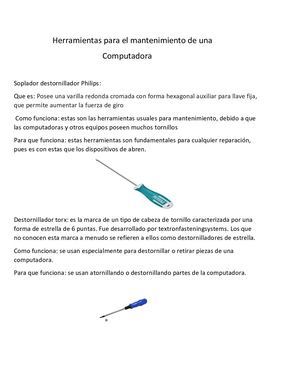 Herramientas para el mantenimiento de una computadora