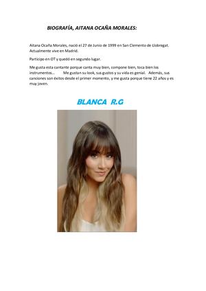 Blanca Reinares ,Biografía De Aitana