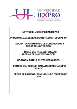 Ensayo Teorías De La Investigación Docx