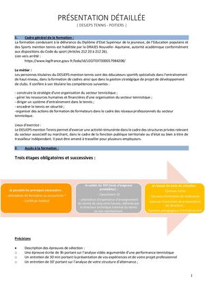 Fiche détaillée DESJEPS Tennis