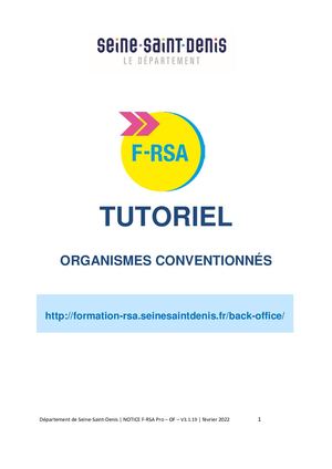 F-RSA  Tutoriel Organismes Conventionnés