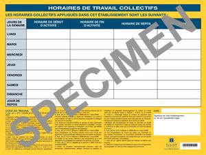 Affichages des horaires de travail collectifs
