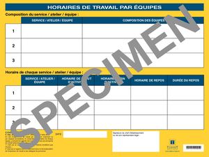 Affichages des horaires de travail par équipes