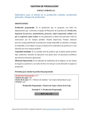 Fórmulas Para Calcular La Producción Estándar