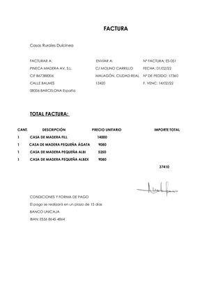 Factura de compra de las casas