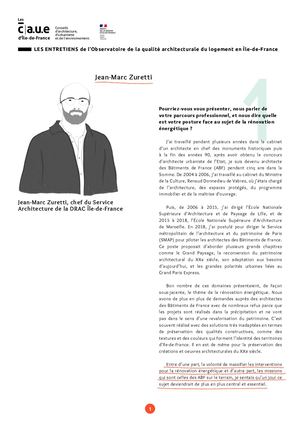 Observatoire CAUE IDF - Entretien JM Zuretti