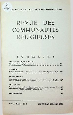 Revue des Communautés Religieuses 1953-5