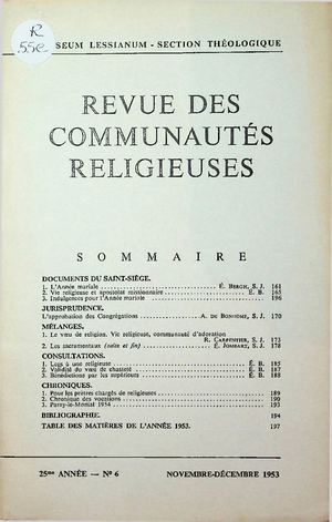 Revue des Communautés Religieuses 1953-6