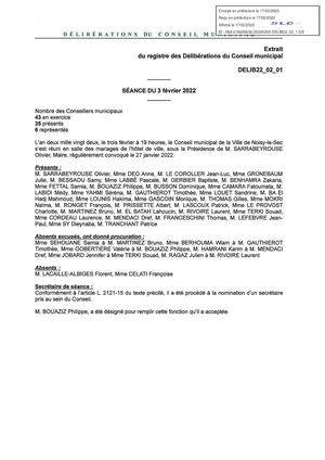 Délibérations du conseil municipal du 3 fév 2022
