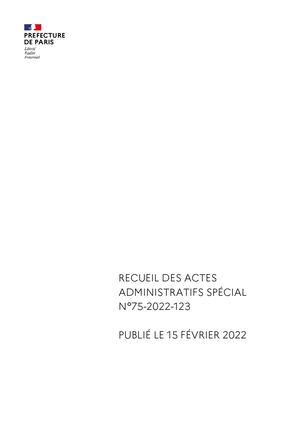 Recueil Ds 75 2022 123 Recueil Des Actes Administratifs Special Du 15 02 2022