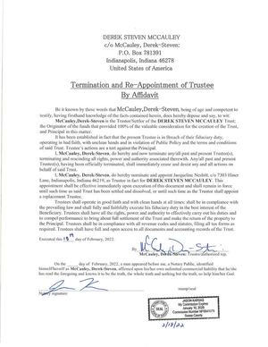 Appointment of Trustee Estate