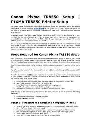 Canon Pixma Tr8550 Setup Pixma Tr8550 Printer Setup Converted