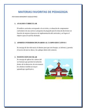 Materias Favoritas De Pedagogia